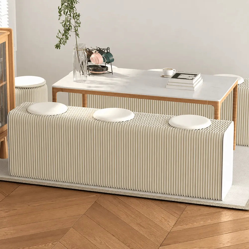 Honeycomb Paper Accordion Folding Bench with Cushioned Modular Seating