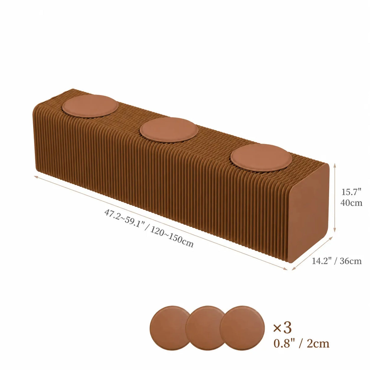 Honeycomb Paper Accordion Folding Bench with Cushioned Modular Seating Dimensions