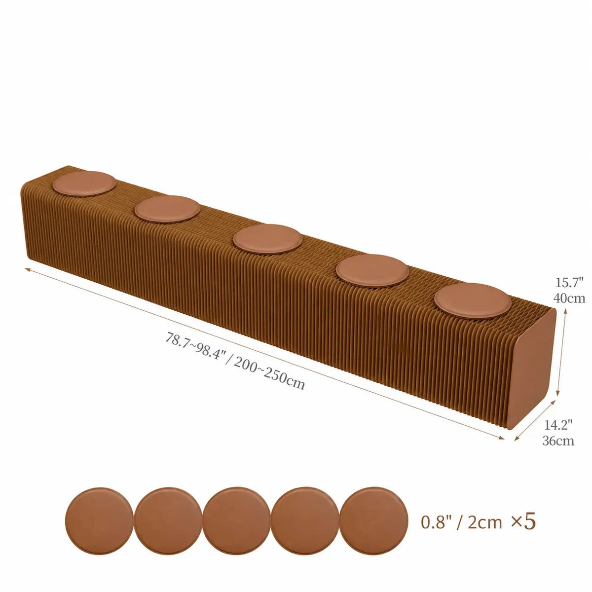 Honeycomb Paper Accordion Folding Bench with Cushioned Modular Seating Dimensions