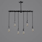 Industrial 6-Light Linear Pendant Light in Brushed Black Metal