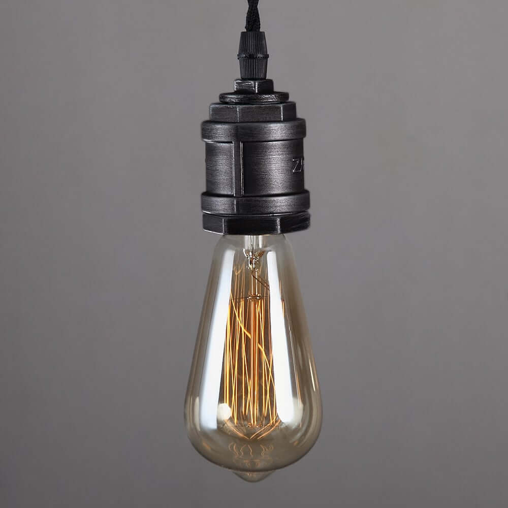 Industrial 6-Light Linear Pendant Light in Brushed Black Metal