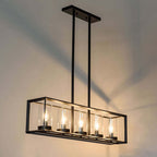 Industrial Black 5-Light Linear Pendant with Clear Glass Shades