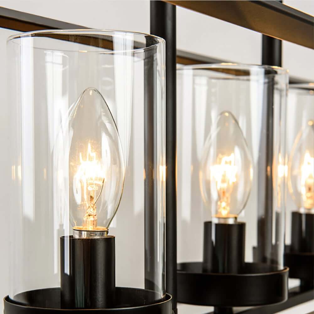 Industrial Black 5-Light Linear Pendant with Clear Glass Shades
