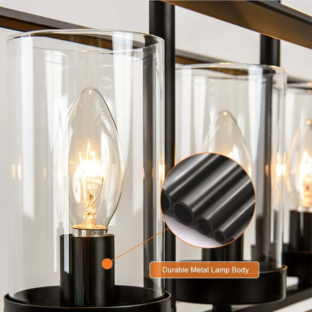 Industrial Black 5-Light Linear Pendant with Clear Glass Shades