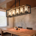 Industrial Black 5-Light Linear Pendant with Clear Glass Shades Main Product Image