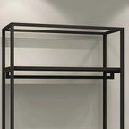 Industrial Black Metal Hall Tree with Shelves and Hanging Rods
