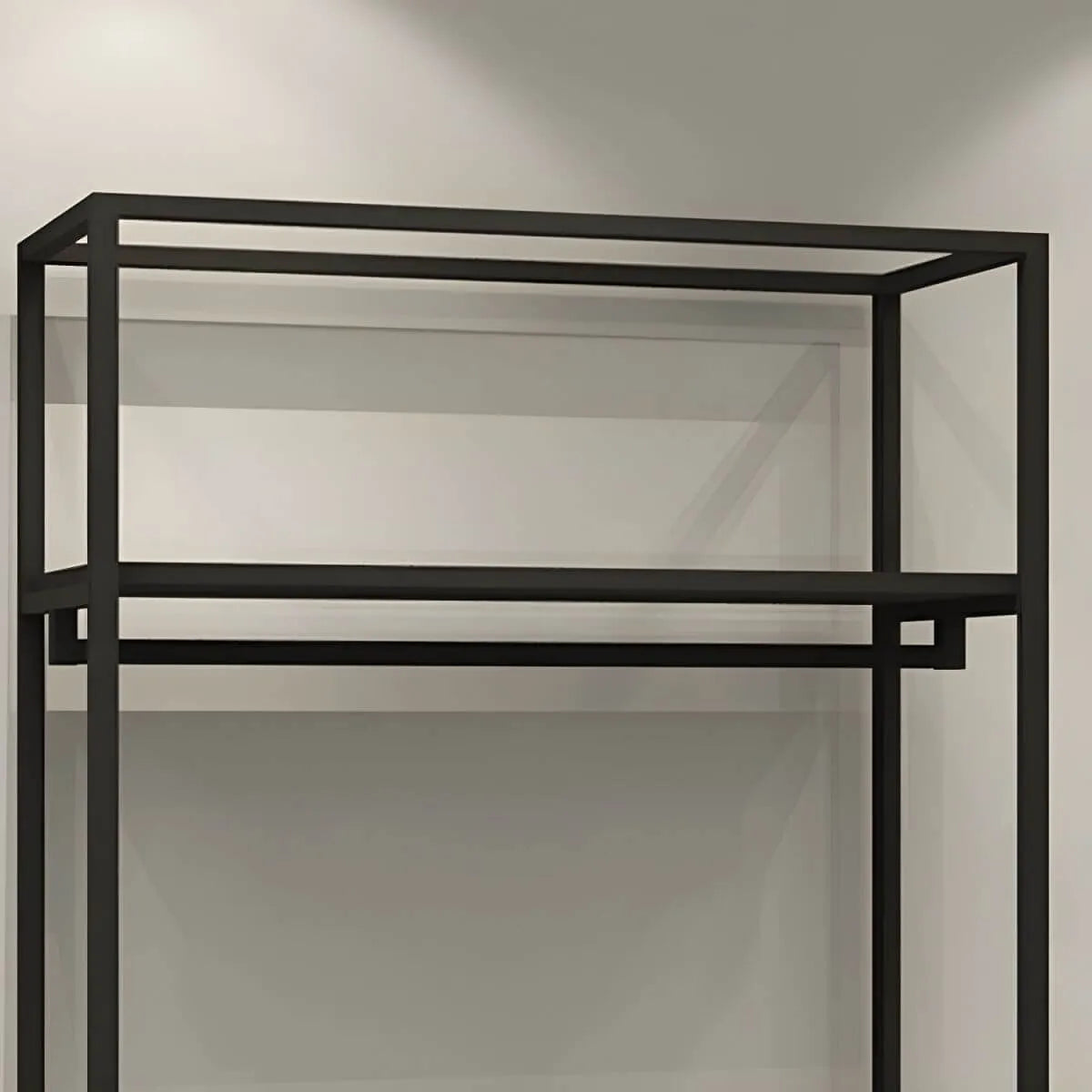 Industrial Black Metal Hall Tree with Shelves and Hanging Rods