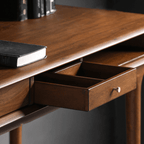 Industrial Boxwood Nut-Brown Desk with Solid Wood Drawers