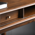 Industrial Boxwood Nut-Brown Desk with Solid Wood Drawers