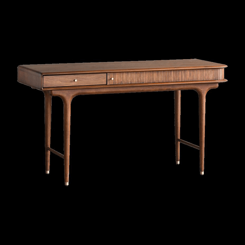 Industrial Boxwood Nut-Brown Desk with Solid Wood Drawers