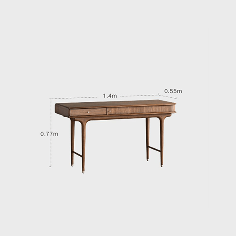 Industrial Boxwood Nut-Brown Desk with Solid Wood Drawers