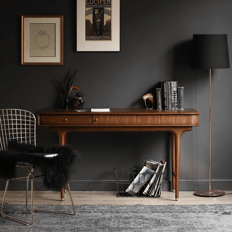 Industrial Boxwood Nut-Brown Desk with Solid Wood Drawers Main Product Image Main image