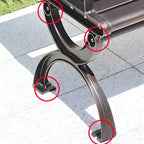 Industrial Cast Iron Bench with Solid Wood Slats and Curved Armrests