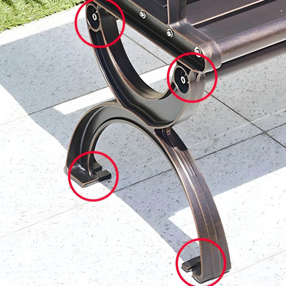 Industrial Cast Iron Bench with Solid Wood Slats and Curved Armrests