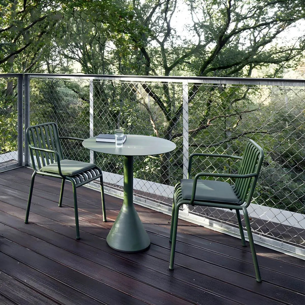 Industrial Green Metal Dining & Bar Table – Square and Round Outdoor Pedestal Tables