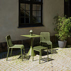 Industrial Green Metal Dining & Bar Table – Square and Round Outdoor Pedestal Tables