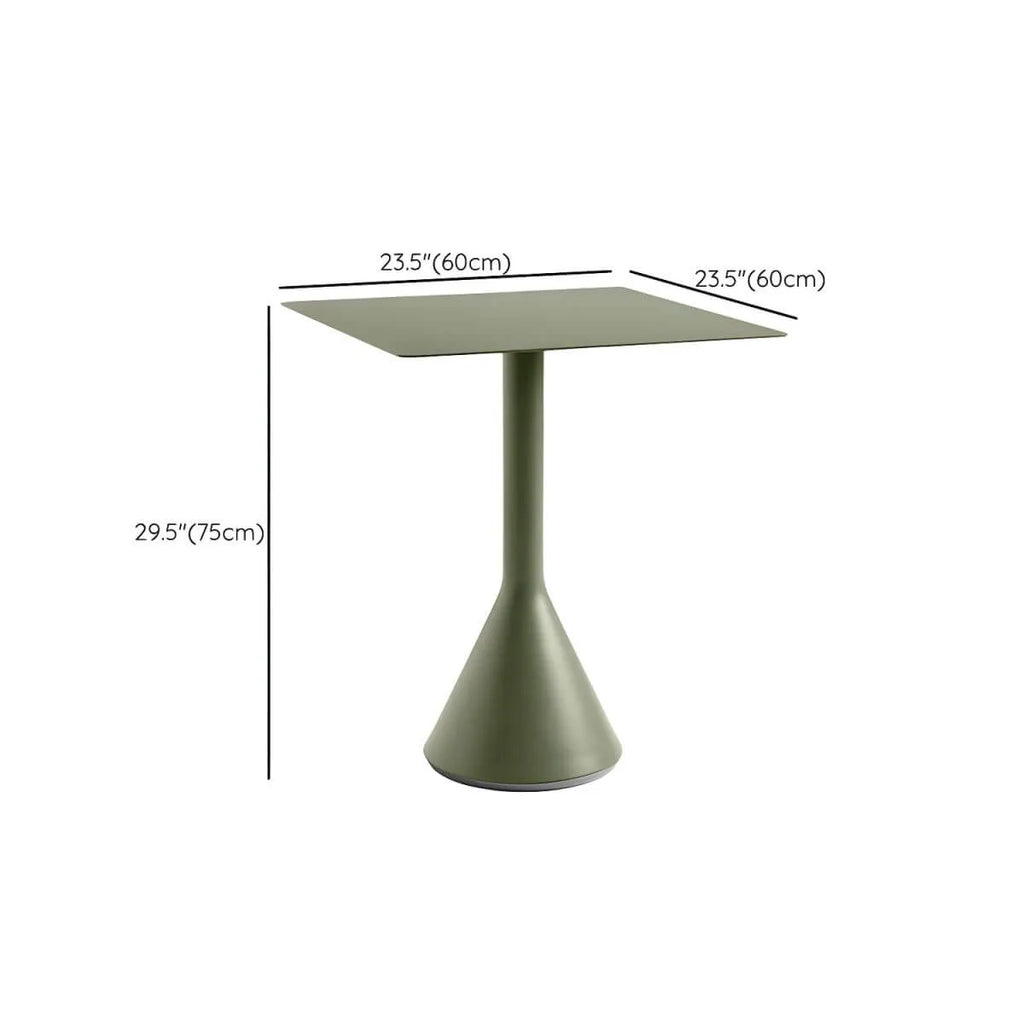 Industrial Green Metal Dining & Bar Table – Square and Round Outdoor Pedestal Tables Dimensions