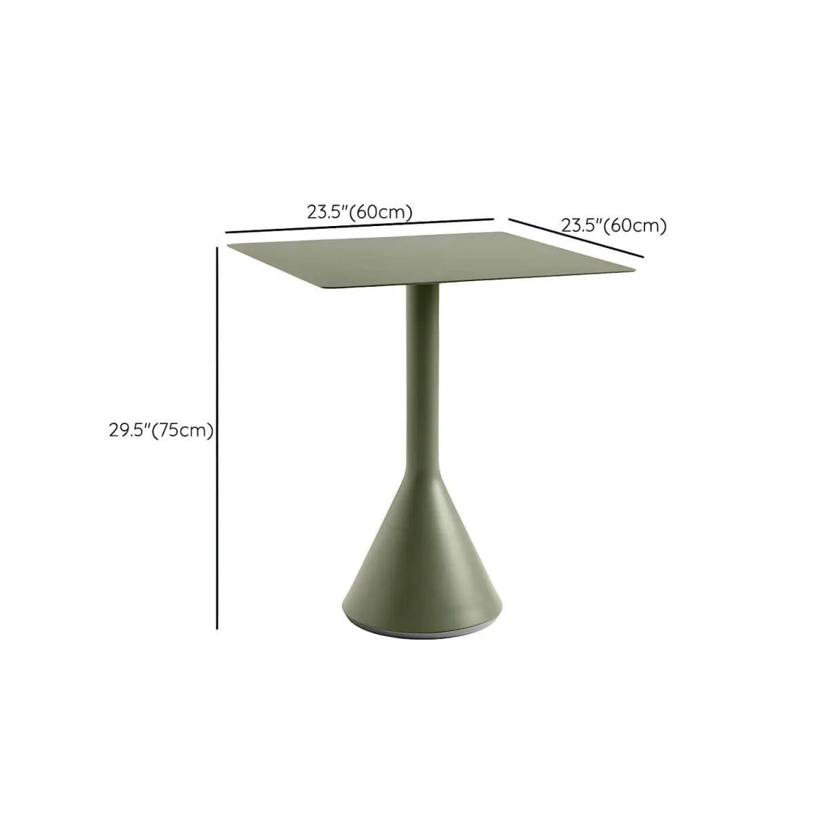 Industrial Green Metal Dining & Bar Table – Square and Round Outdoor Pedestal Tables Dimensions