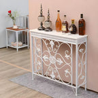 Industrial Iron Base Console Table with Pine Wood Top