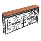 Industrial Iron Base Console Table with Pine Wood Top