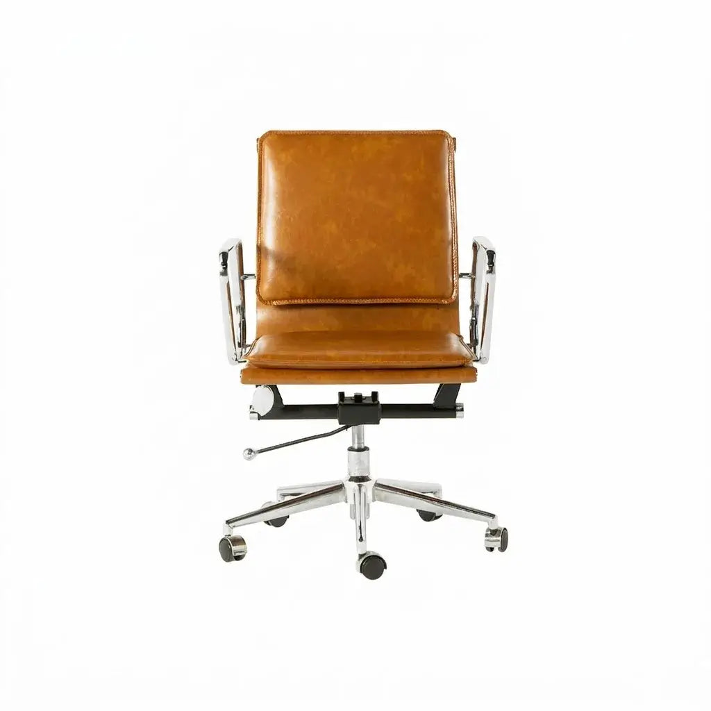 Industrial Luxe Office Chair with Full Waxed Cowhide and Swivel Base Image secondaire du produit