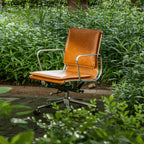 Industrial Luxe Office Chair with Full Waxed Cowhide and Swivel Base