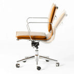 Industrial Luxe Office Chair with Full Waxed Cowhide and Swivel Base