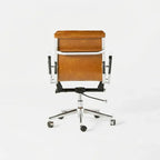 Industrial Luxe Office Chair with Full Waxed Cowhide and Swivel Base