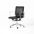Industrial Luxe Office Chair with Full Waxed Cowhide and Swivel Base