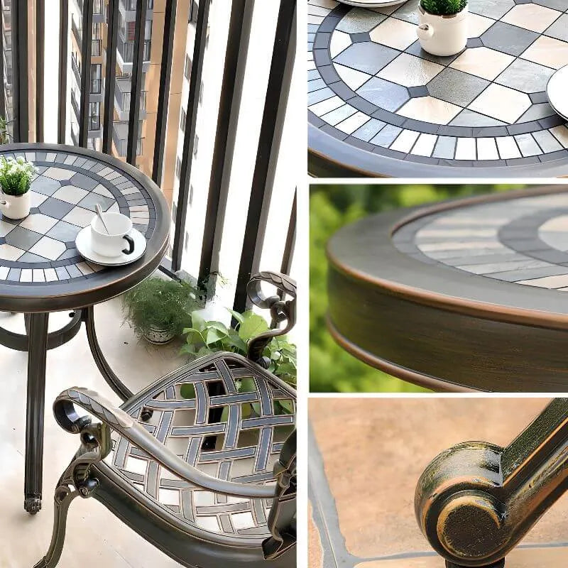 Industrial Metal & Ceramic Outdoor Side and Coffee Tables