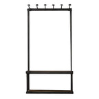 Industrial Metal & Wood Entryway Hall Tree with Storage Shelves