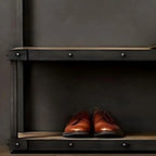 Industrial Metal & Wood Entryway Hall Tree with Storage Shelves