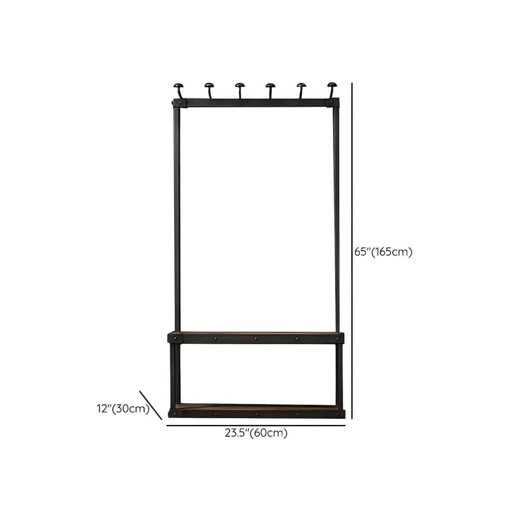 Industrial Metal & Wood Entryway Hall Tree with Storage Shelves Dimensions