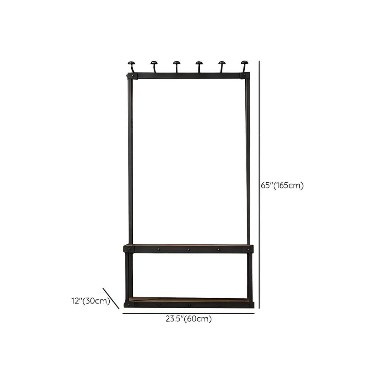 Industrial Metal & Wood Entryway Hall Tree with Storage Shelves Dimensions