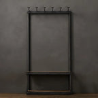 Industrial Metal & Wood Entryway Hall Tree with Storage Shelves Main Product Image