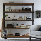Industrial Pine Etagere Bookshelf with Open Back Design