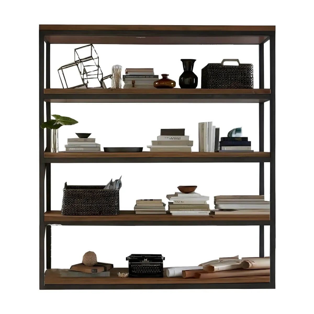 Industrial Pine Etagere Bookshelf with Open Back Design