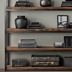 Industrial Pine Etagere Bookshelf with Open Back Design