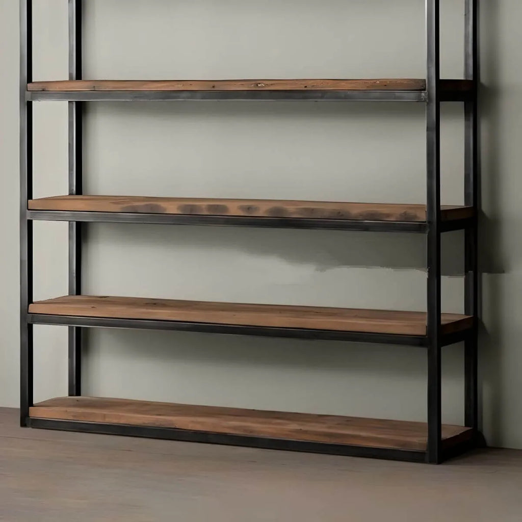 Industrial Pine Etagere Bookshelf with Open Back Design