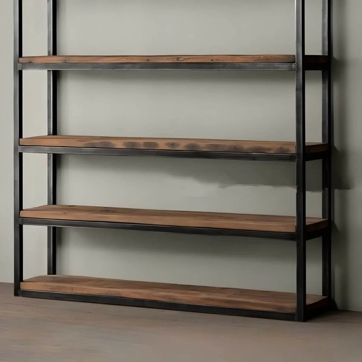 Industrial Pine Etagere Bookshelf with Open Back Design