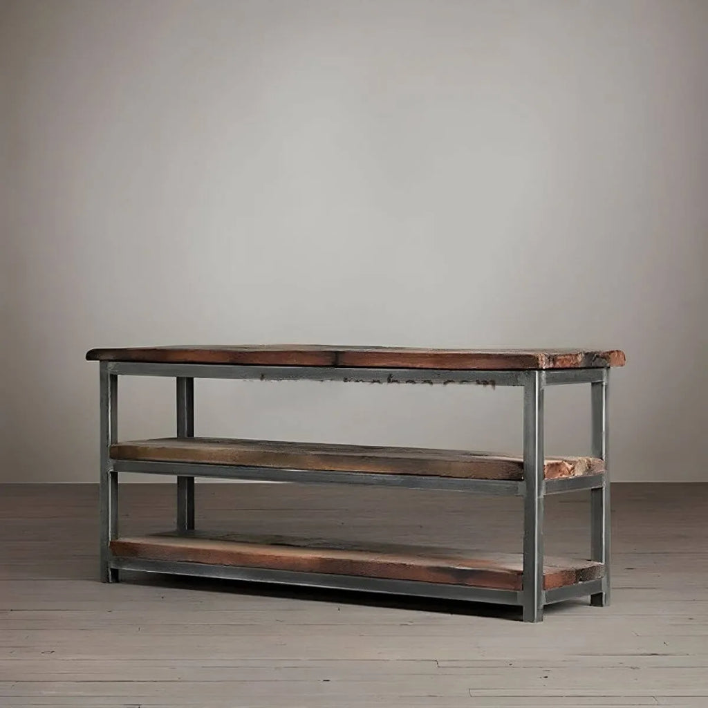 Industrial Pine Etagere Bookshelf with Open Back Design