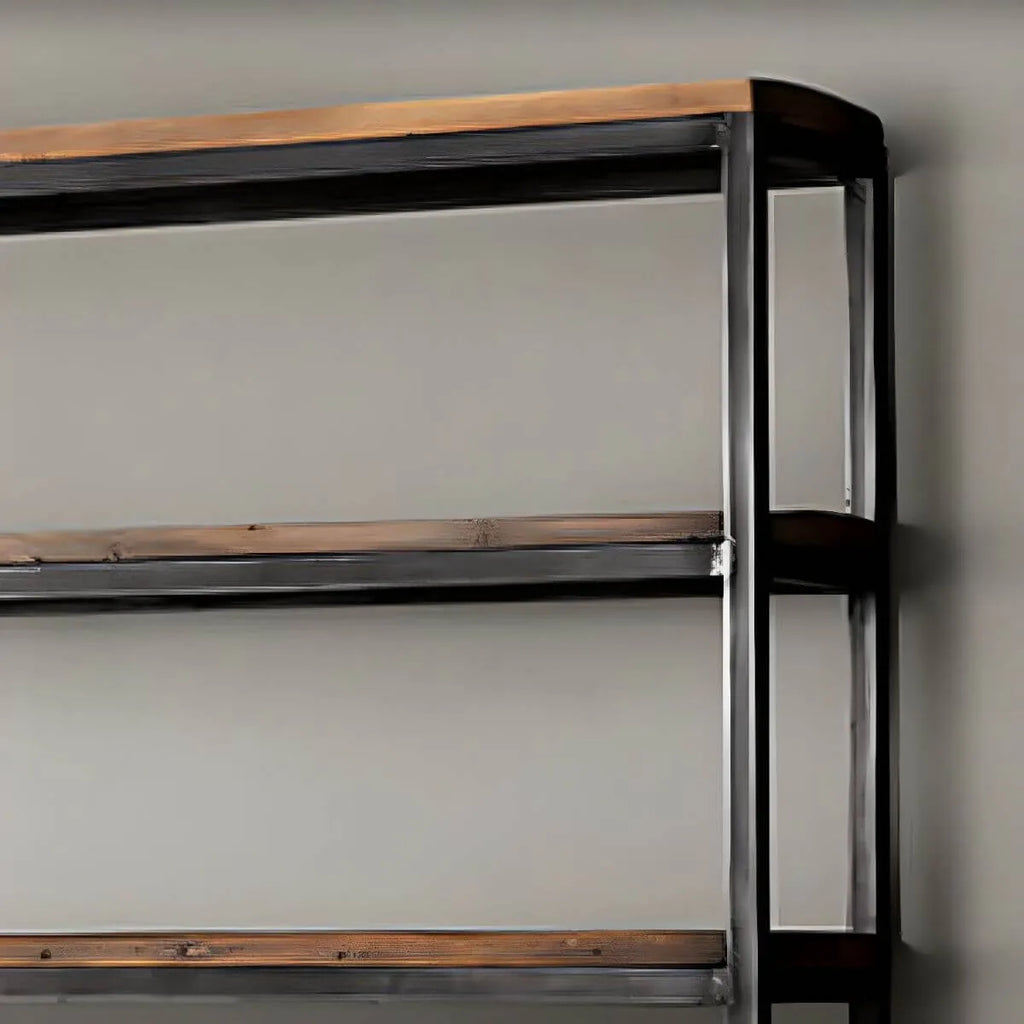 Industrial Pine Etagere Bookshelf with Open Back Design