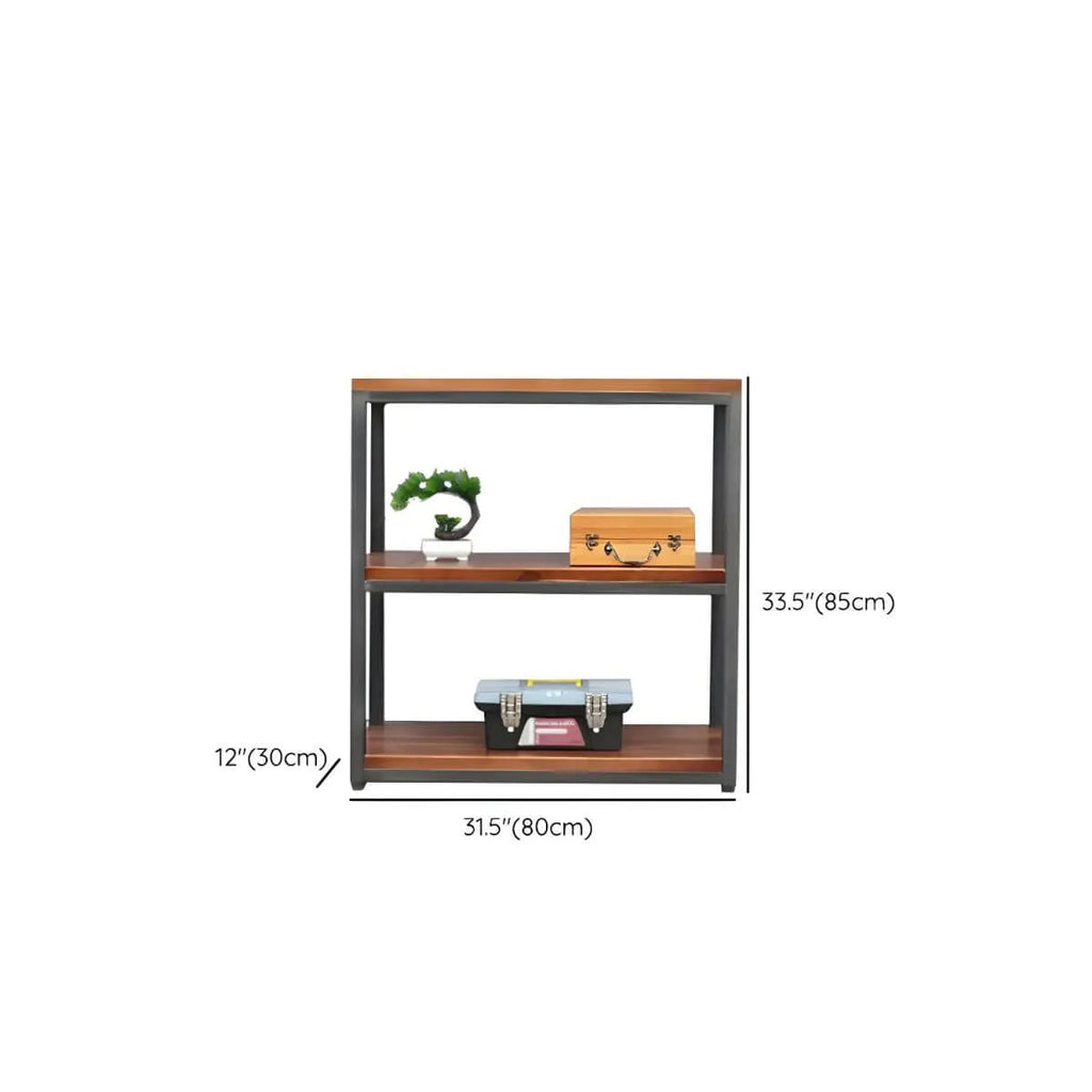 Industrial Pine Etagere Bookshelf with Open Back Design Dimensions