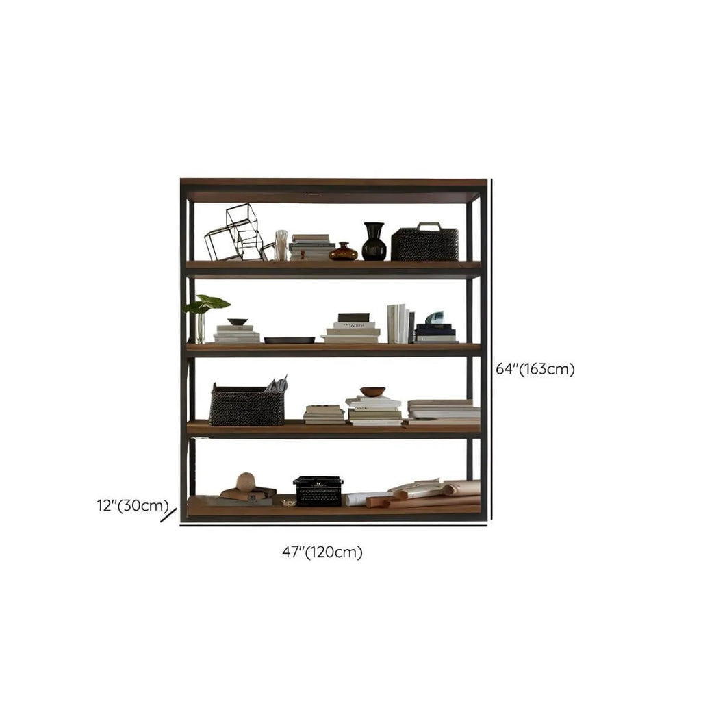 Industrial Pine Etagere Bookshelf with Open Back Design Dimensions