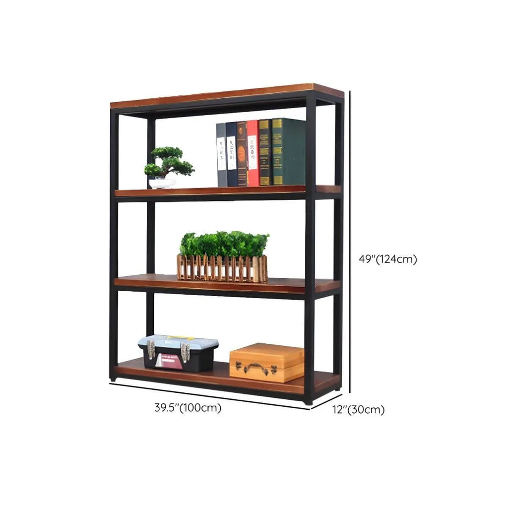 Industrial Pine Etagere Bookshelf with Open Back Design Dimensions