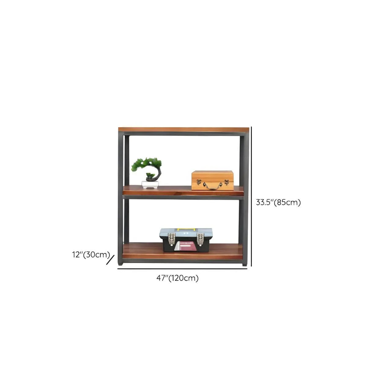 Industrial Pine Etagere Bookshelf with Open Back Design Dimensions