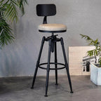 Industrial Vintage Bar Stool Series with Swivel Lift and Leather Seat