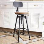 Industrial Vintage Bar Stool Series with Swivel Lift and Leather Seat