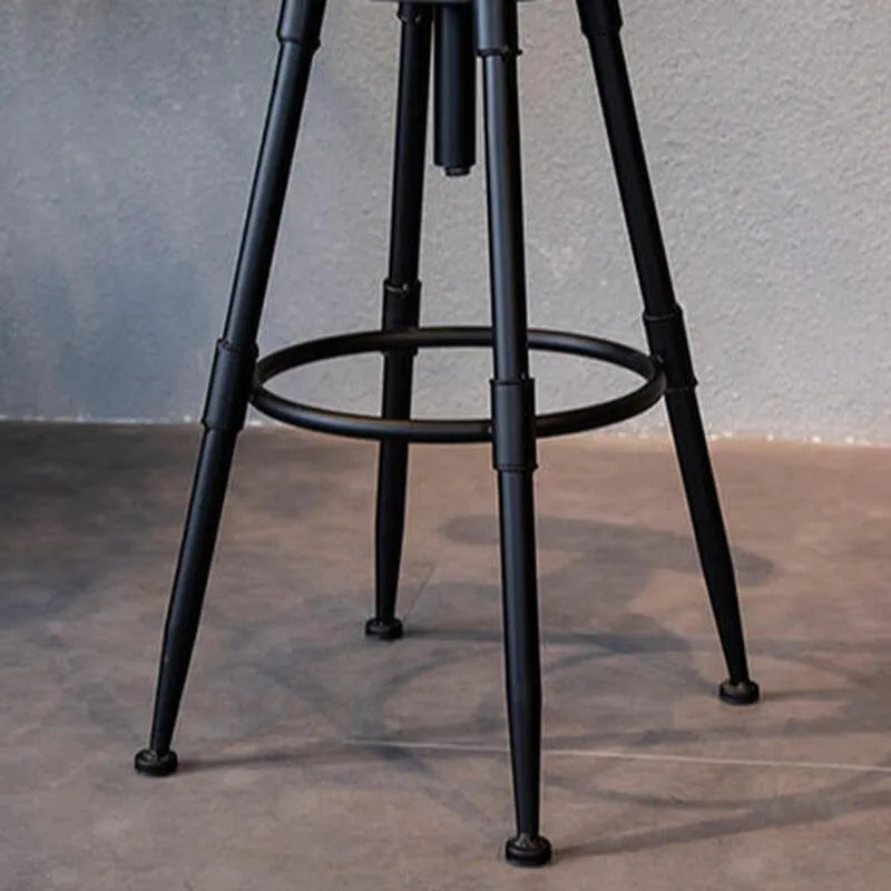 Industrial Vintage Bar Stool Series with Swivel Lift and Leather Seat