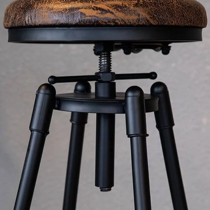 Industrial Vintage Bar Stool Series with Swivel Lift and Leather Seat Secondary image